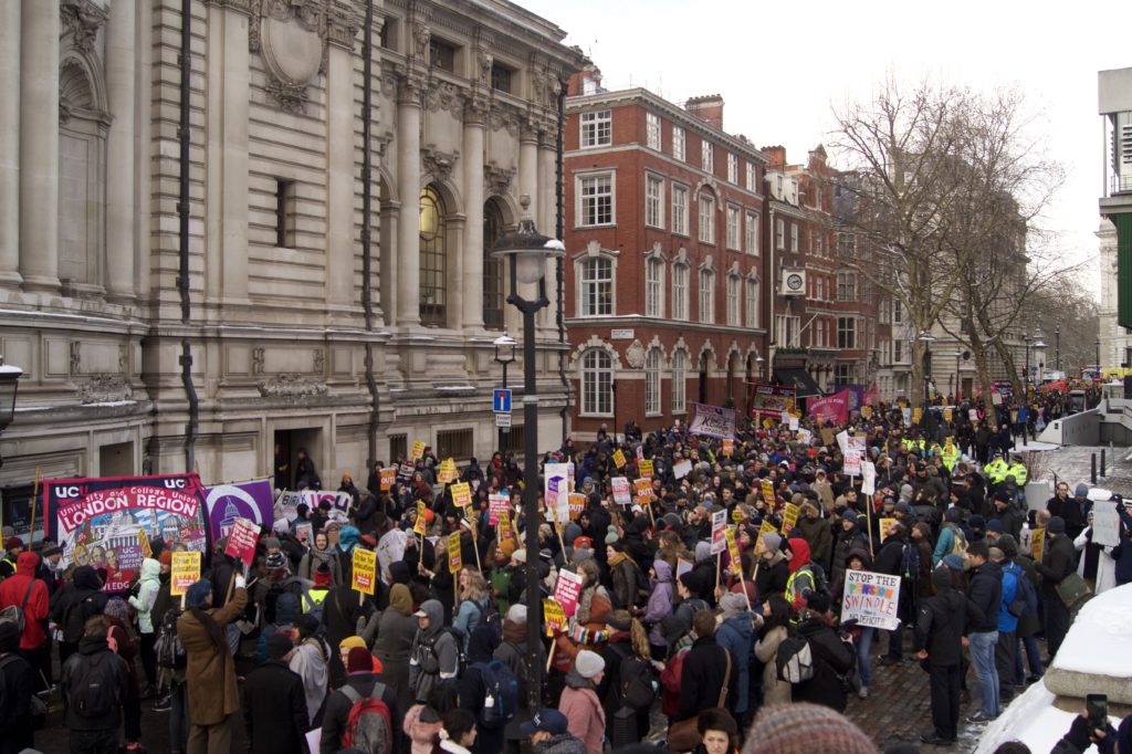 Marchers gather outside Methodist Central Hall